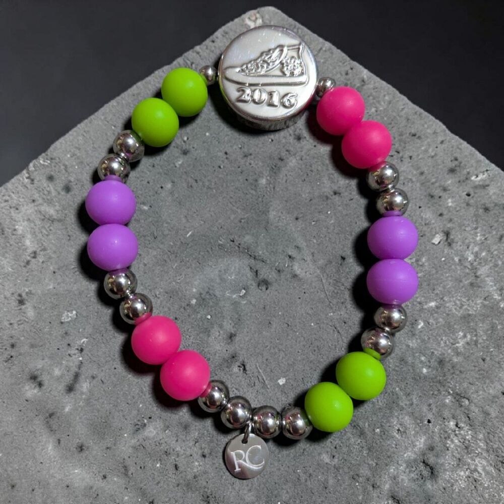 Colorful 2016 Beaded Stretch Bracelet Pink Purple Green Y2K Style Stackable